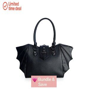 Gothic Bat Wing Vegan Leather Crossbody Shoulder Bag 18x11x4